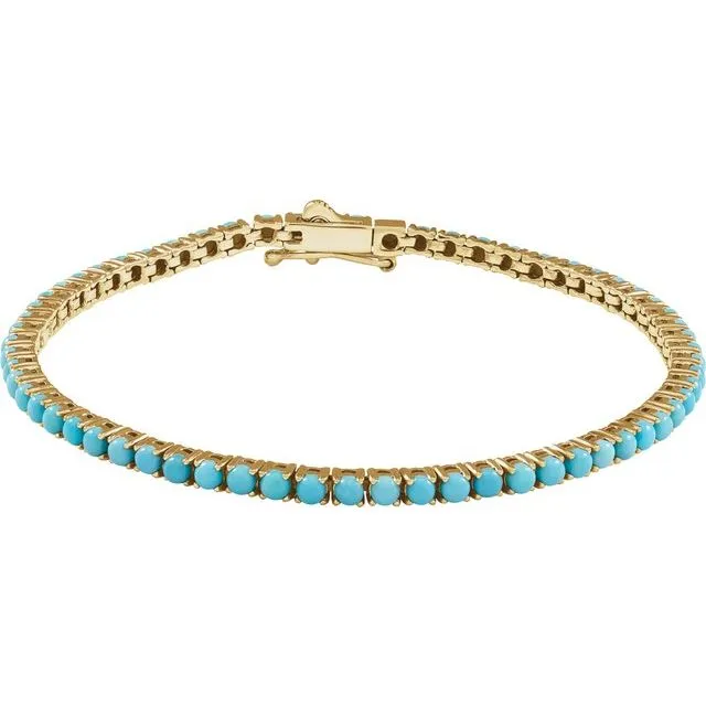 14 Karat Yellow Gold Turquoise Line Braceleet