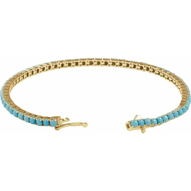 14 Karat Yellow Gold Turquoise Line Braceleet