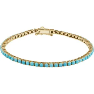 14 Karat Yellow Gold Turquoise Line Braceleet