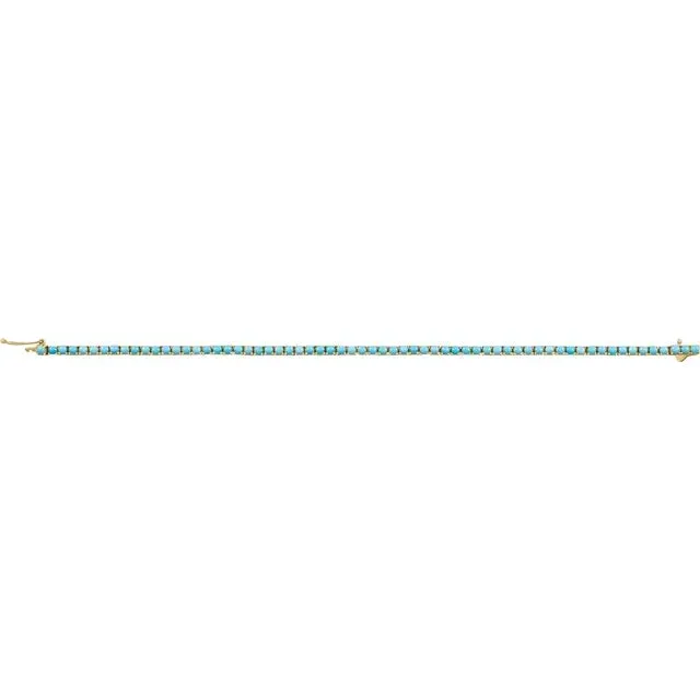 14 Karat Yellow Gold Turquoise Line Braceleet
