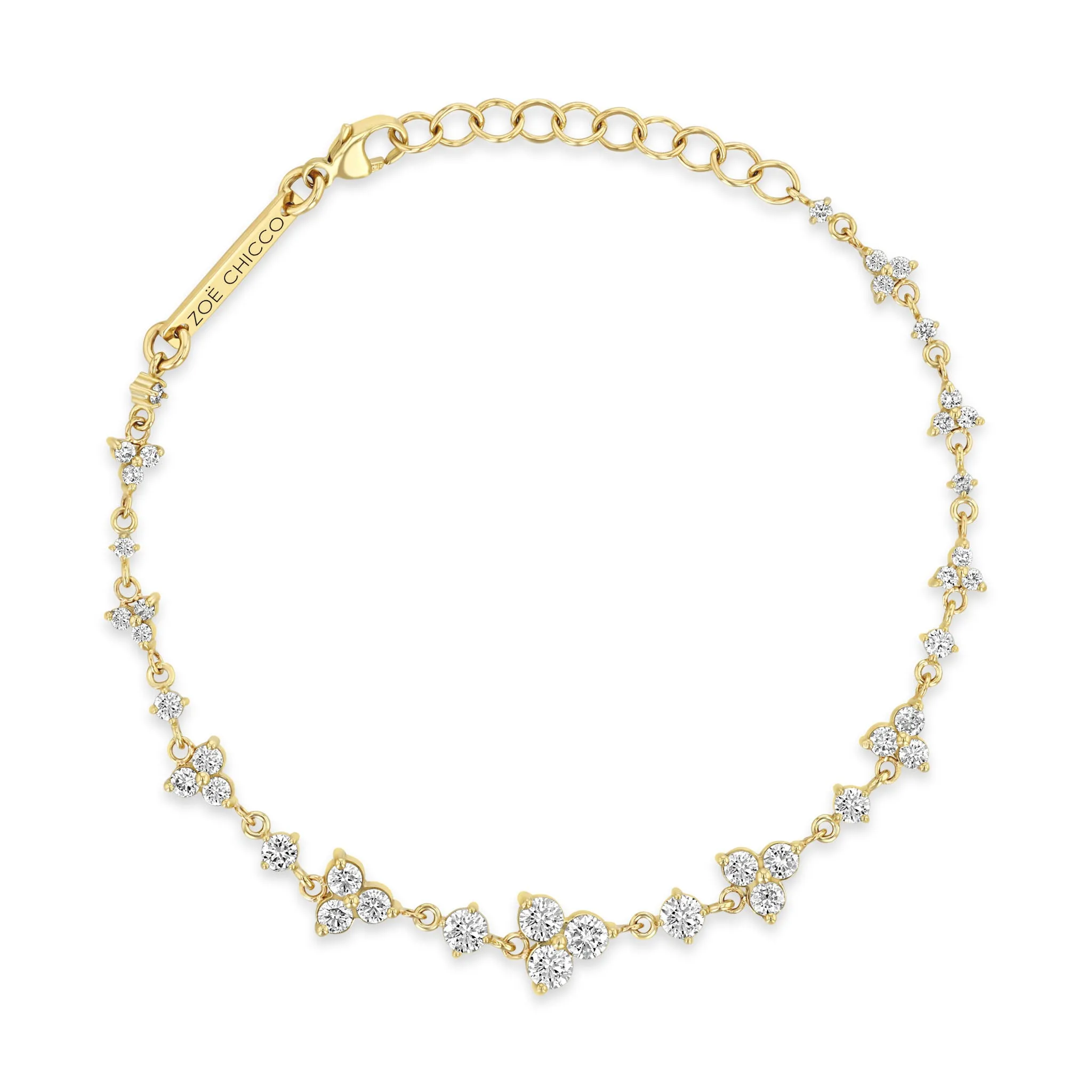 14k Alternating Graduated Prong Diamond & Diamond Trio Bracelet