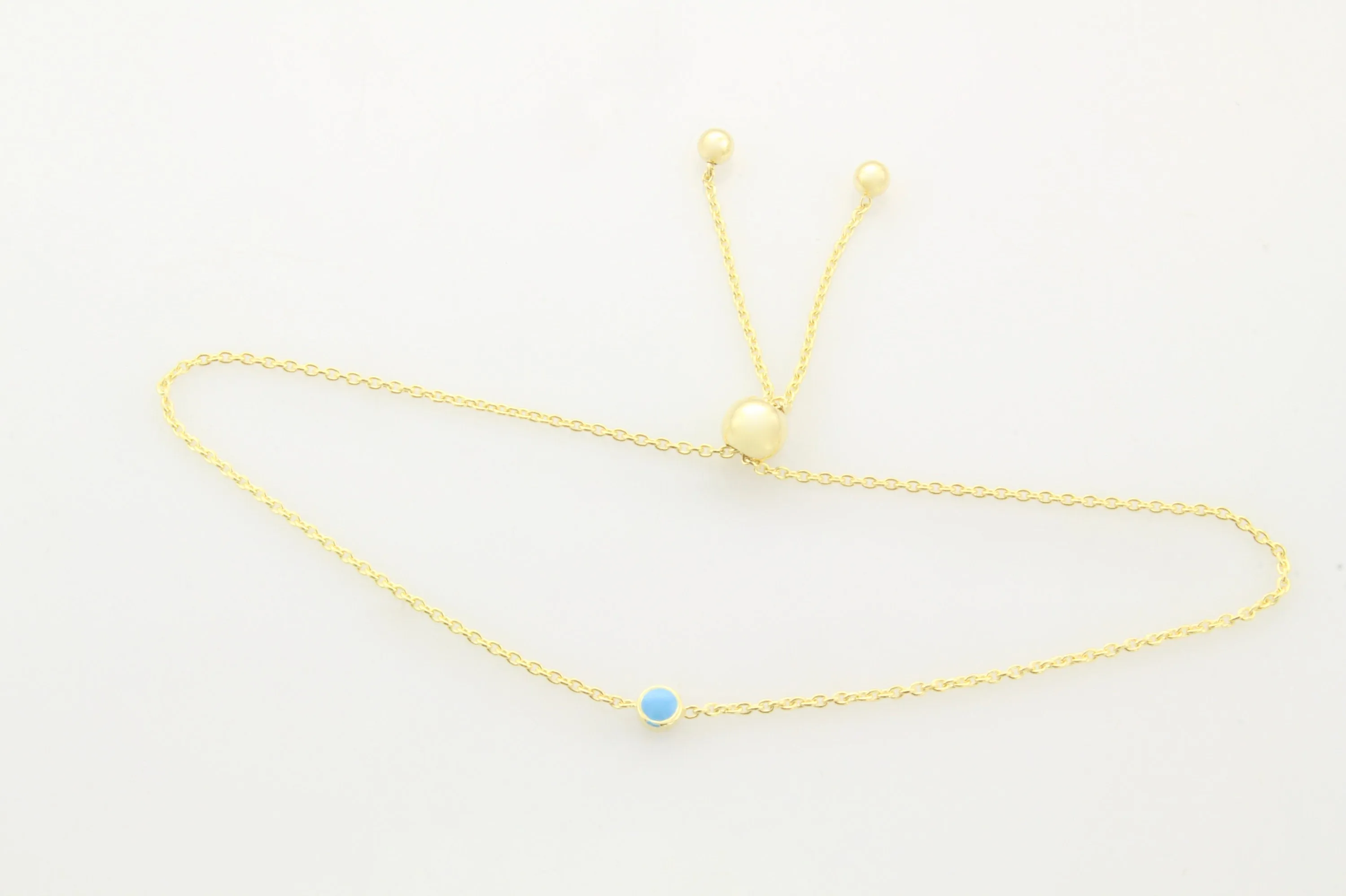14K Gold Turquoise Enamel Bolo Bracelet