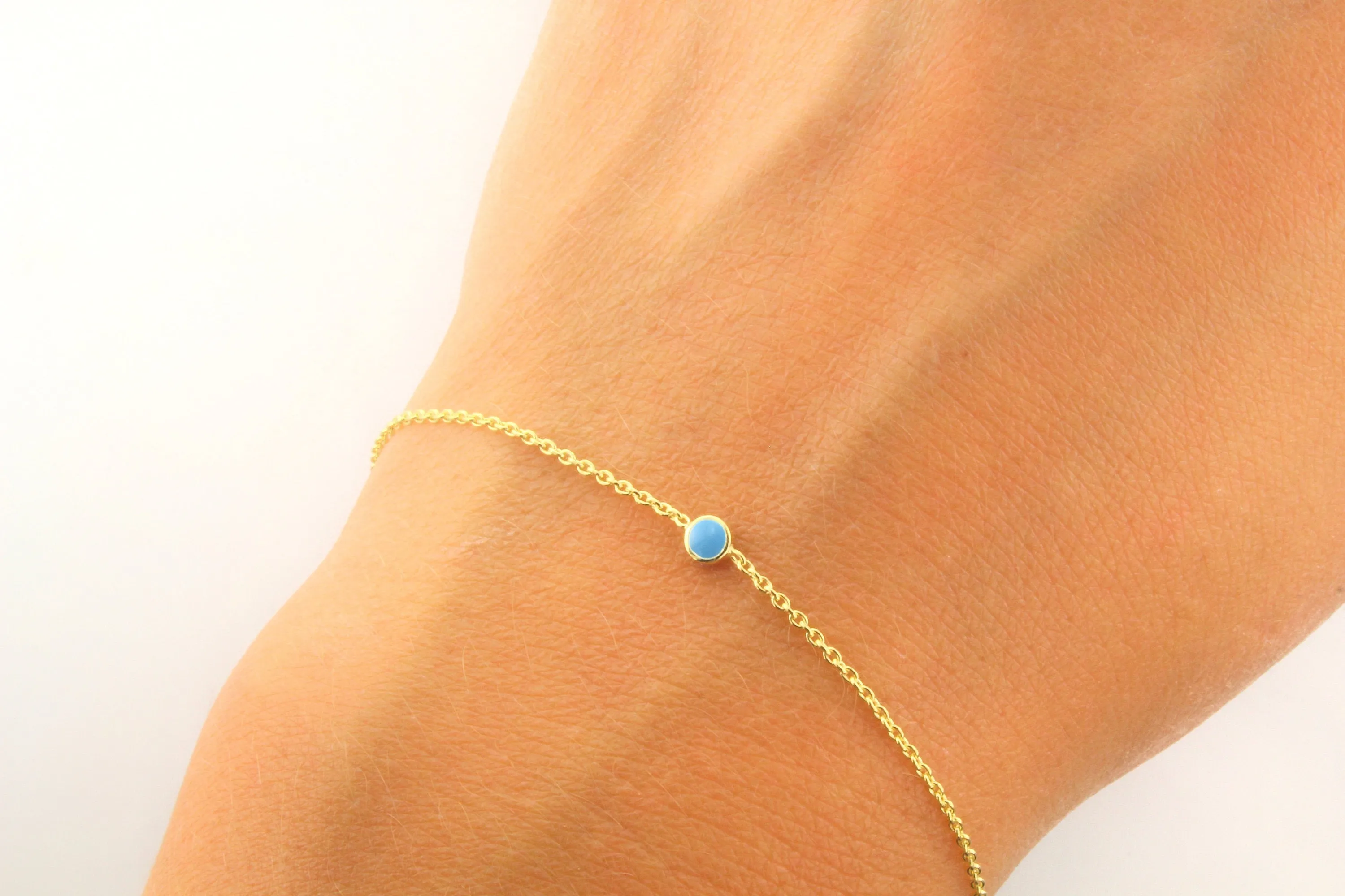 14K Gold Turquoise Enamel Bolo Bracelet