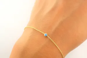 14K Gold Turquoise Enamel Bolo Bracelet