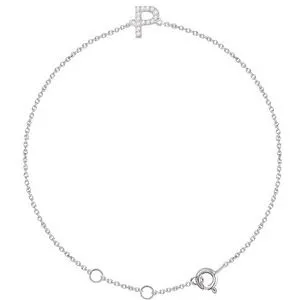 14K White .05 CTW Diamond Initial P 6-7" Bracelet