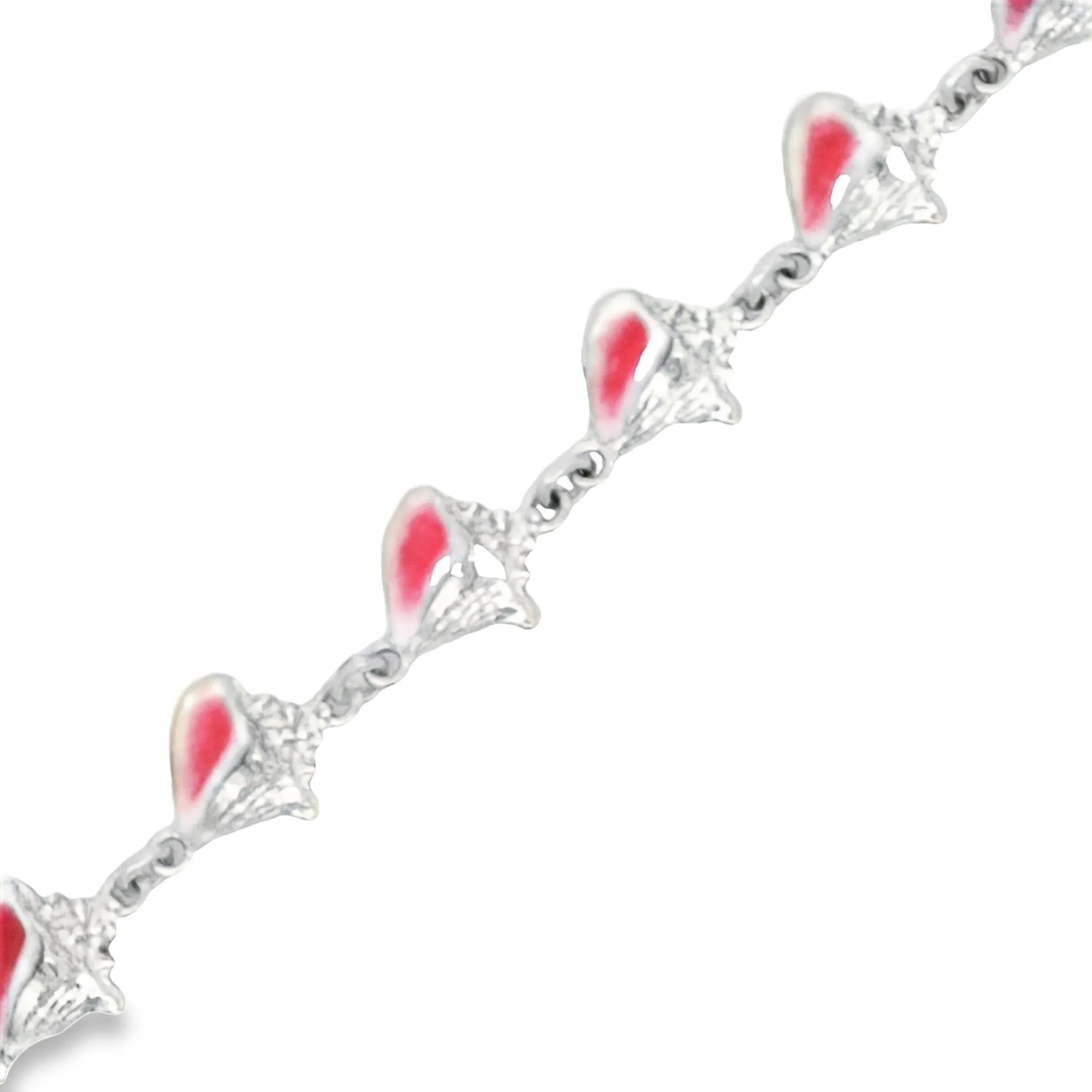14k White Gold Enamel Conch Bracelet 7 1/4"