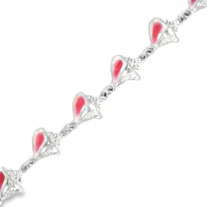 14k White Gold Enamel Conch Bracelet 7 1/4"