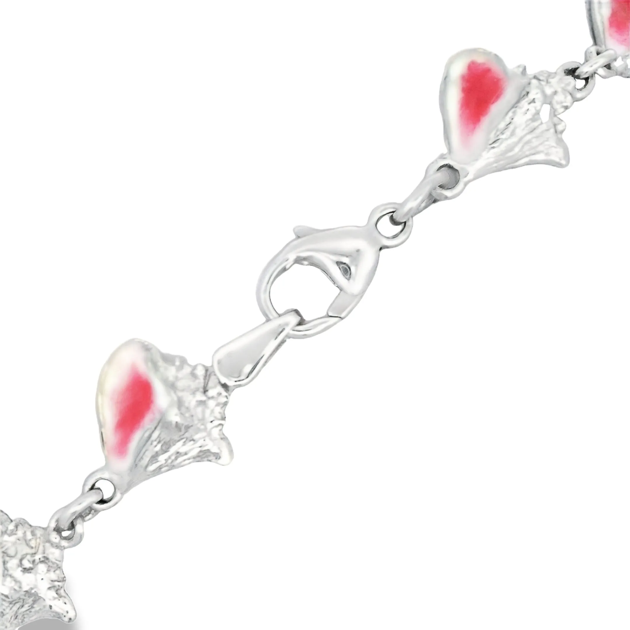 14k White Gold Enamel Conch Bracelet 7 1/4"