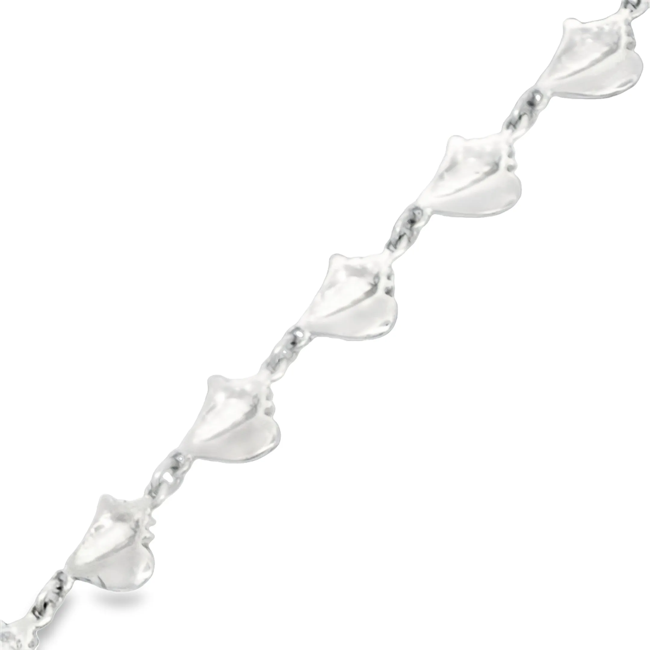 14k White Gold Enamel Conch Bracelet 7 1/4"
