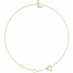14K Yellow .04 CTW Diamond Initial L 6-7" Bracelet