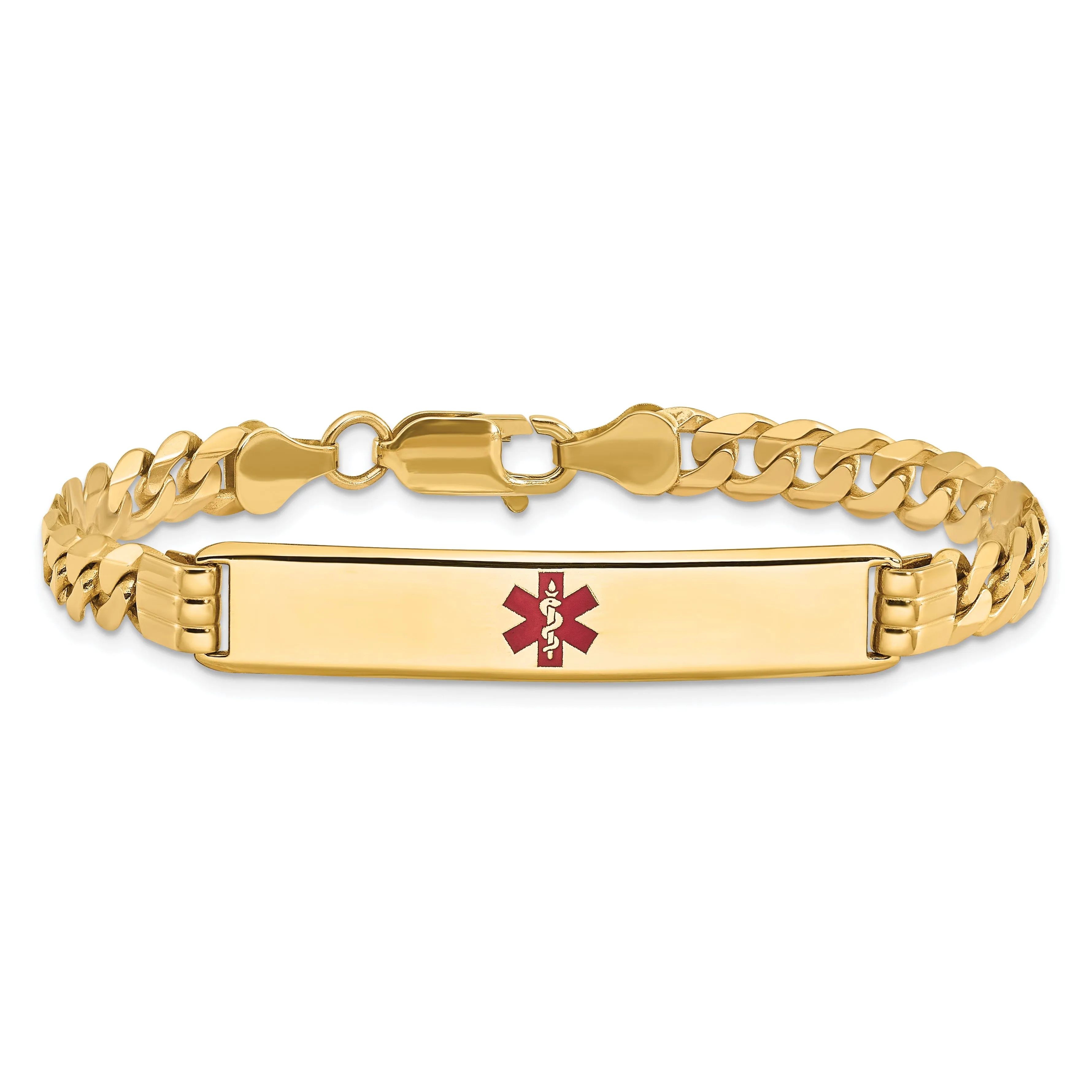 14K Yellow Gold Curb Link Medical ID Bracelet