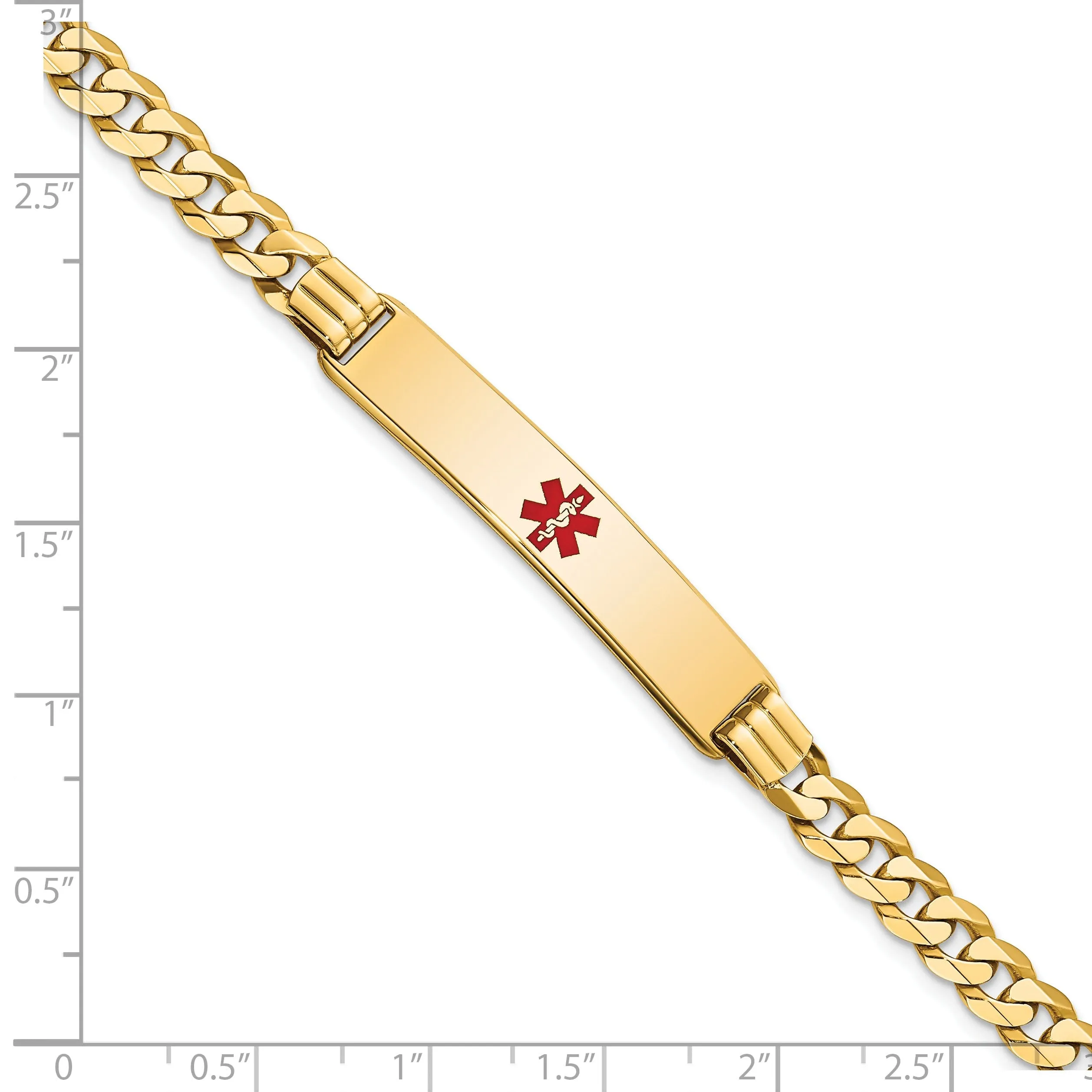 14K Yellow Gold Curb Link Medical ID Bracelet