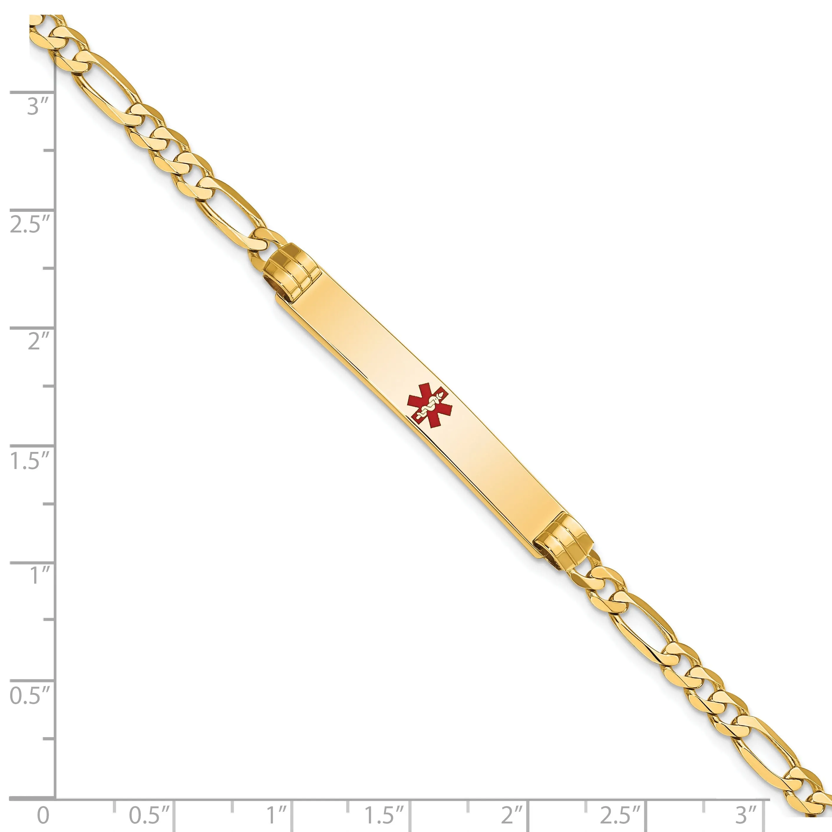 14K Yellow Gold Figaro Link Medical ID Bracelet