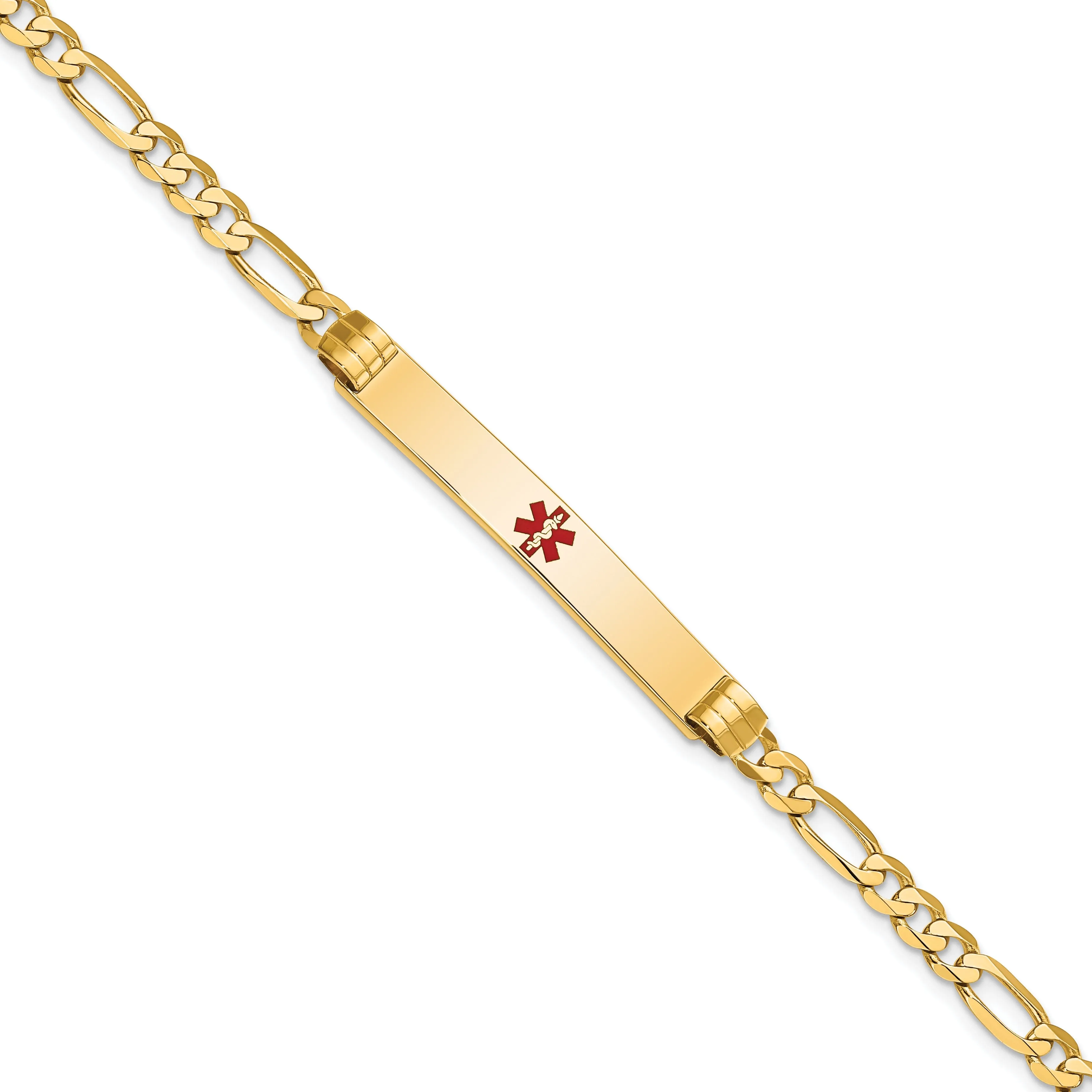 14K Yellow Gold Figaro Link Medical ID Bracelet