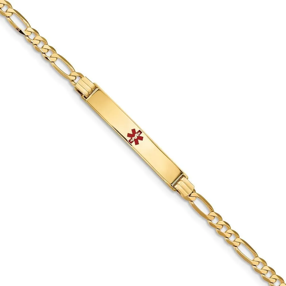 14K Yellow Gold Figaro Link Medical ID Bracelet