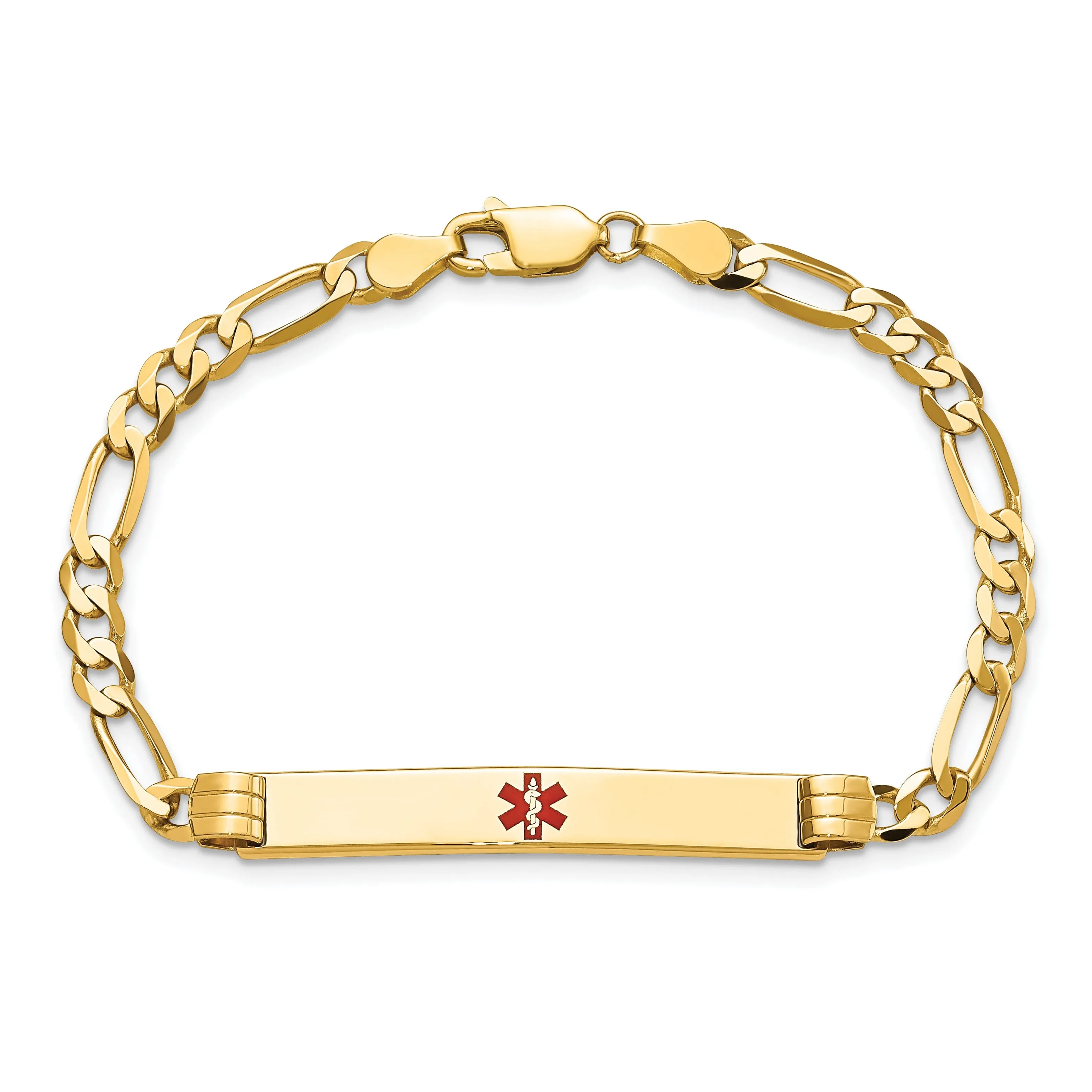 14K Yellow Gold Figaro Link Medical ID Bracelet