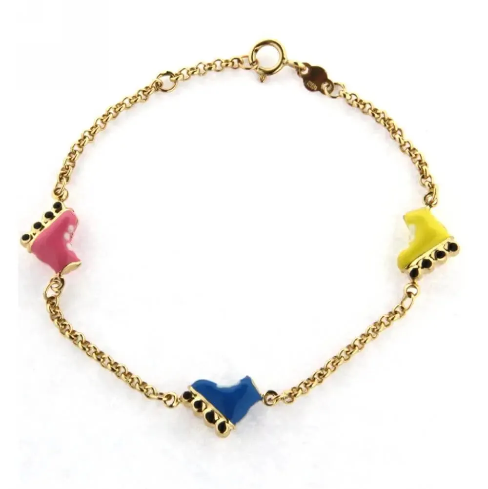 18K Yellow Gold Enamel Skate Bracelet (9mm X 10mm/18mm with Bail)