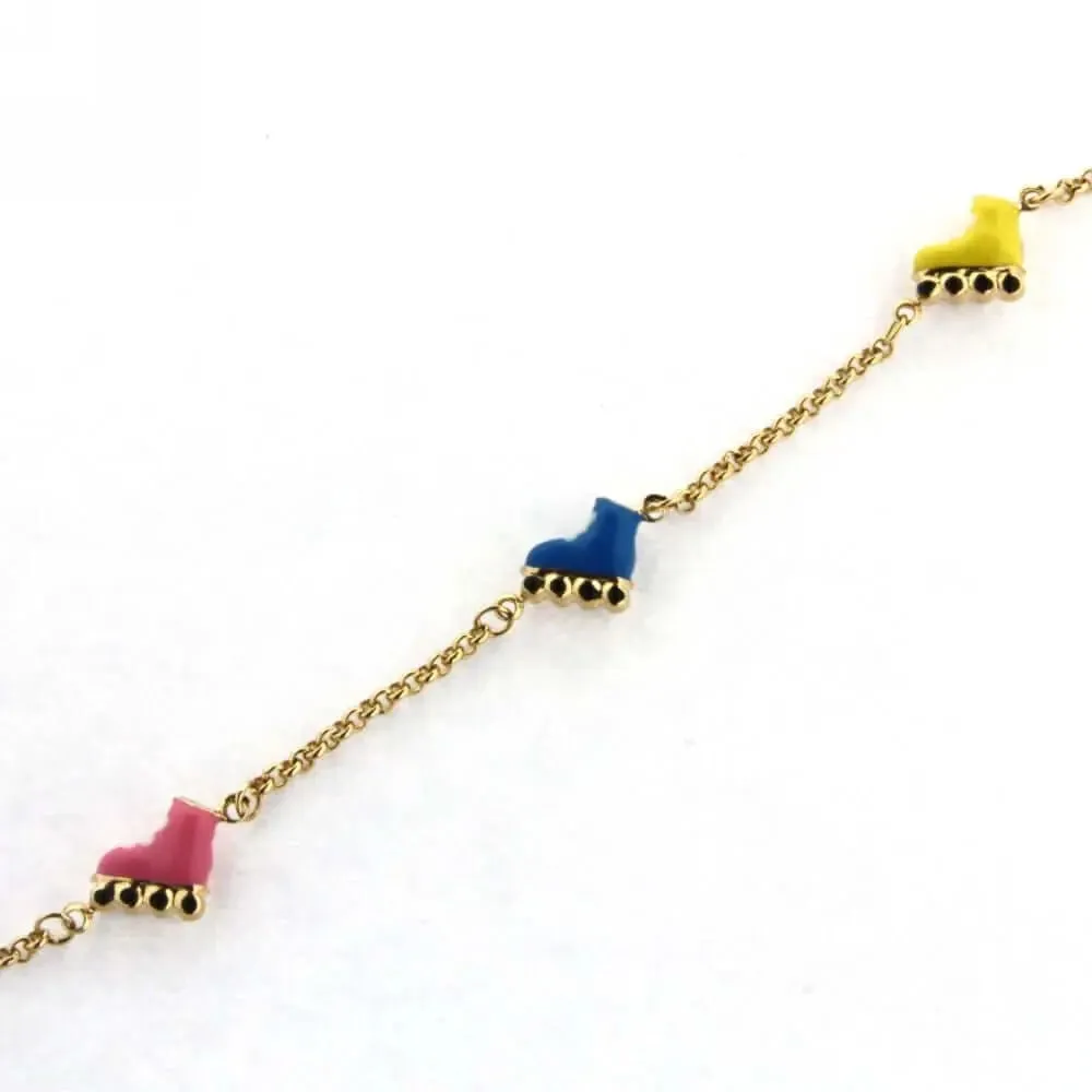 18K Yellow Gold Enamel Skate Bracelet (9mm X 10mm/18mm with Bail)