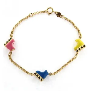 18K Yellow Gold Enamel Skate Bracelet (9mm X 10mm/18mm with Bail)