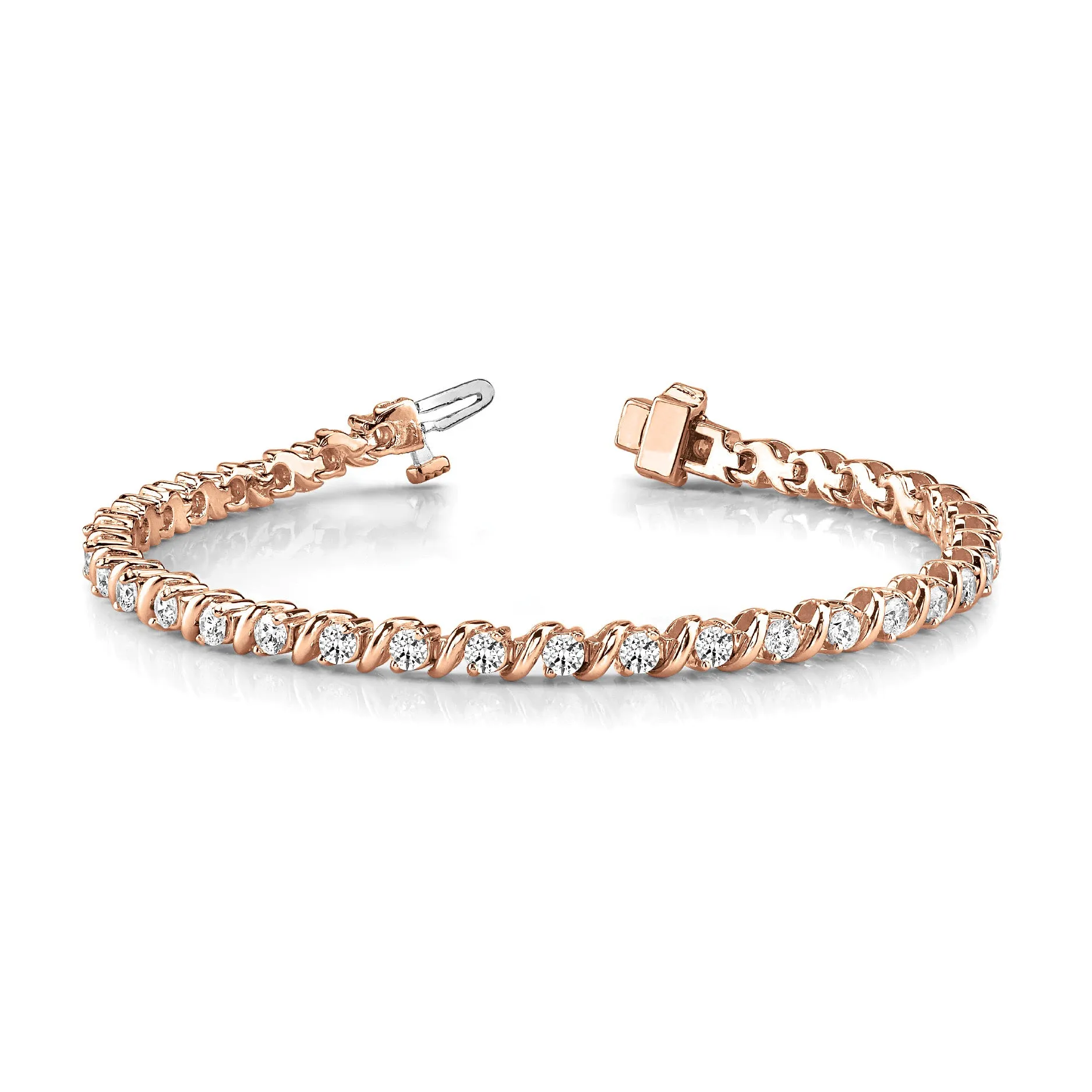 3.0 ctw Round Diamond Tennis Bracelet "S" Bar Style