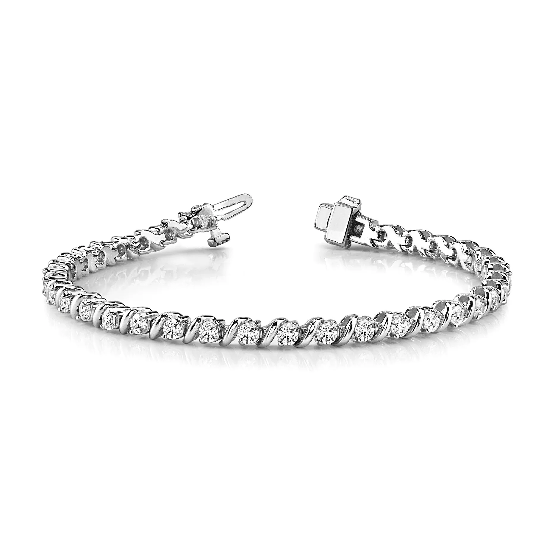 3.0 ctw Round Diamond Tennis Bracelet "S" Bar Style