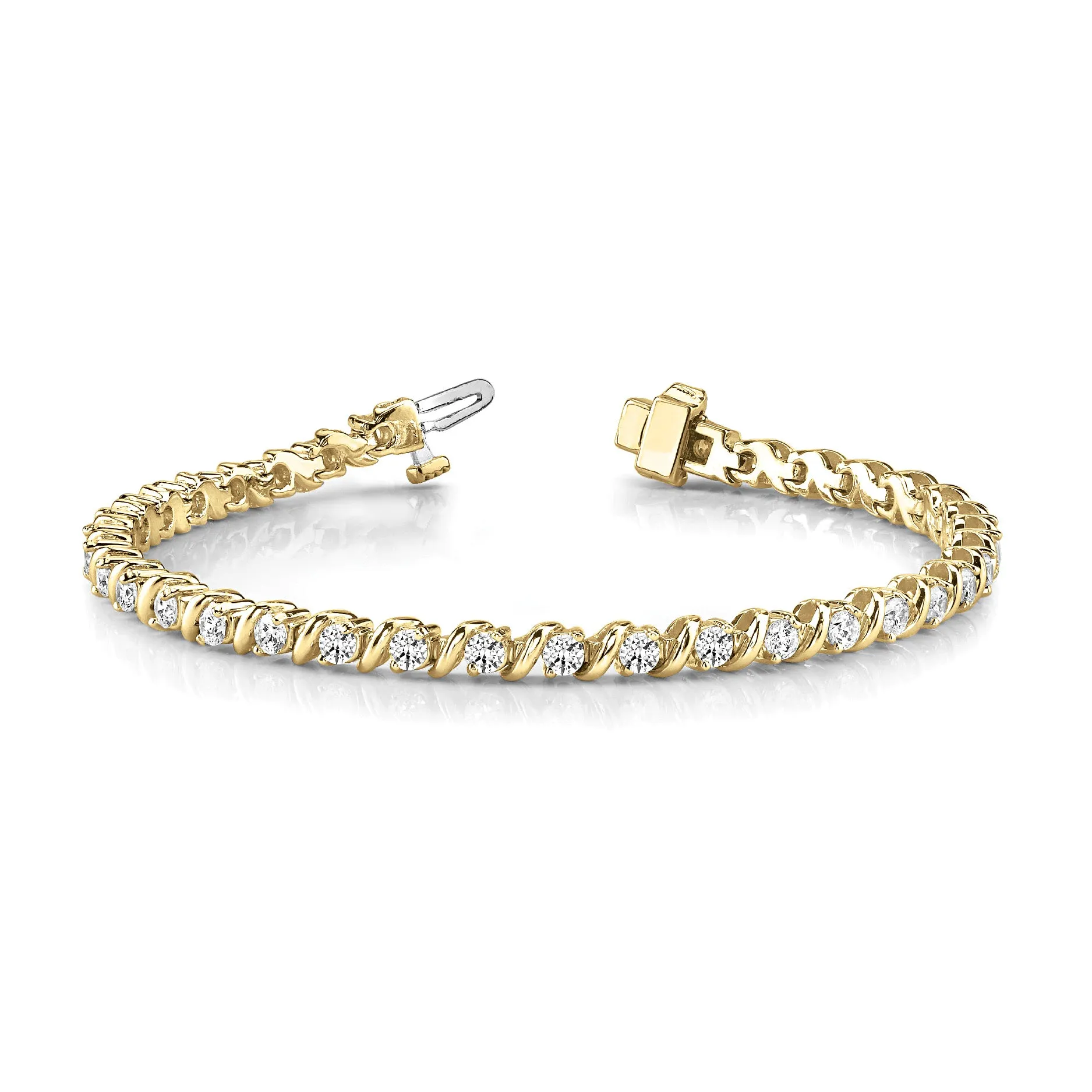 3.0 ctw Round Diamond Tennis Bracelet "S" Bar Style