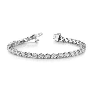 3.0 ctw Round Diamond Tennis Bracelet "S" Bar Style