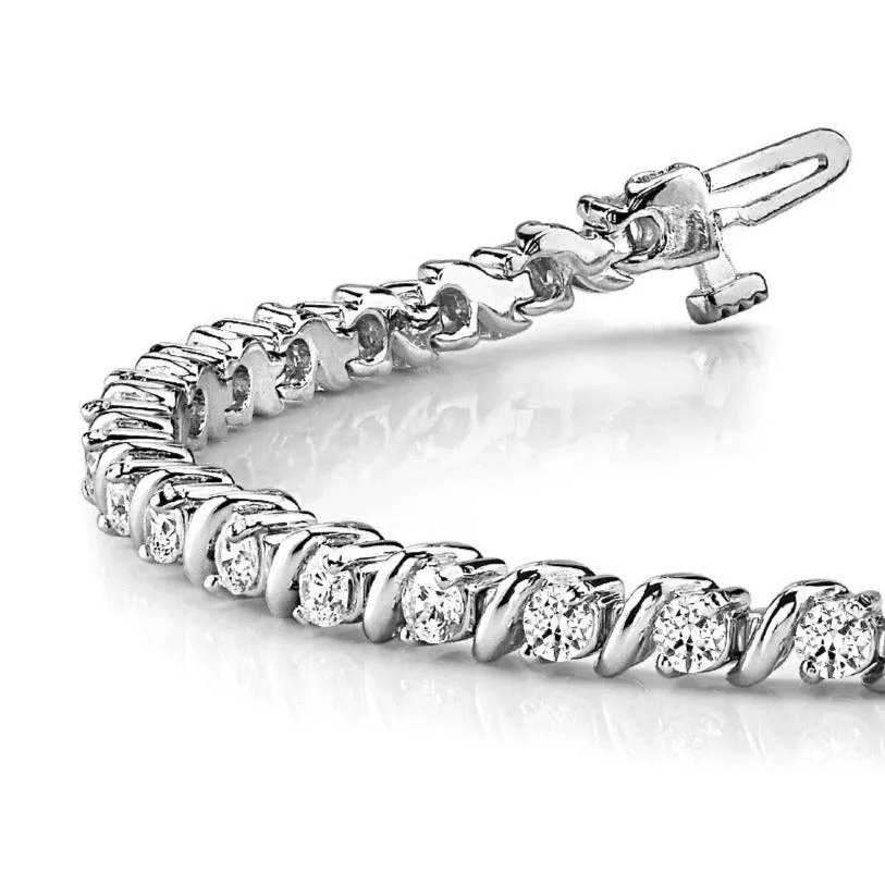 3.0 ctw Round Diamond Tennis Bracelet "S" Bar Style