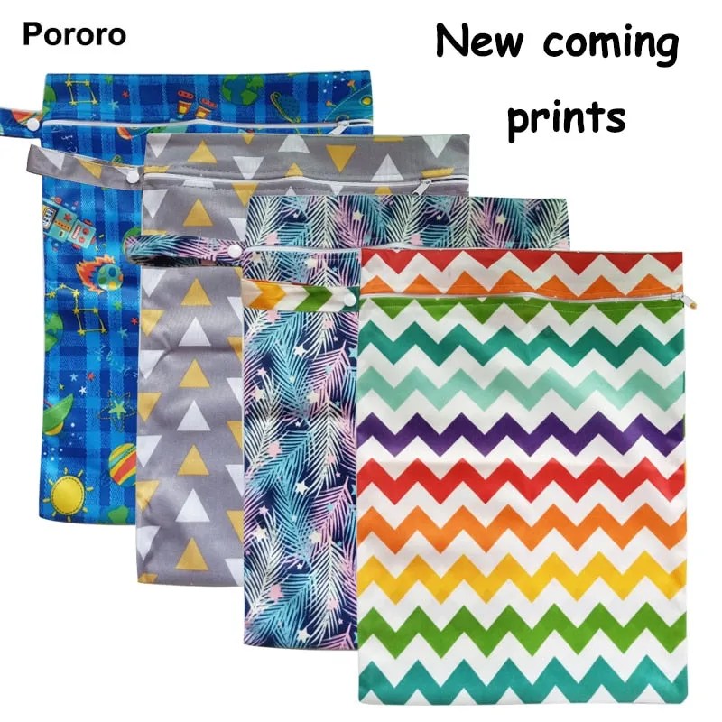 30*40cm PUL printed single pocket diaper bag, waterproof wet bag, baby
