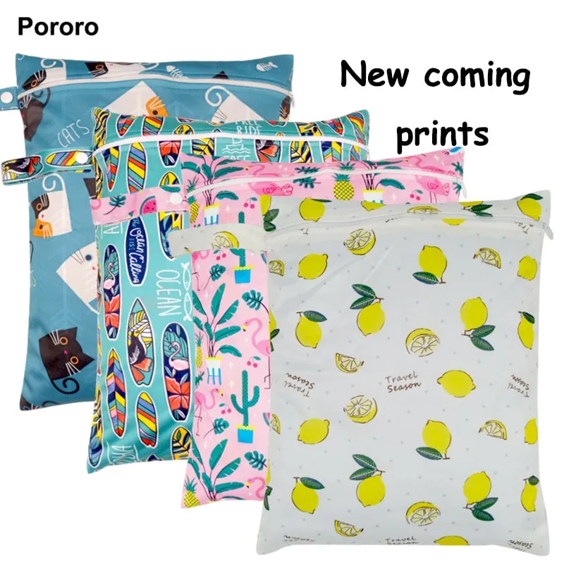 30*40cm PUL printed single pocket diaper bag, waterproof wet bag, baby