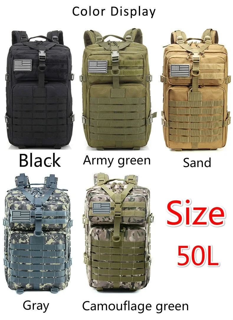 30L/50L 1000D Nylon Waterproof Backpack Outdoor Military Rucksacks Tactical Sports Camping Hiking Trekking Fishing Bag