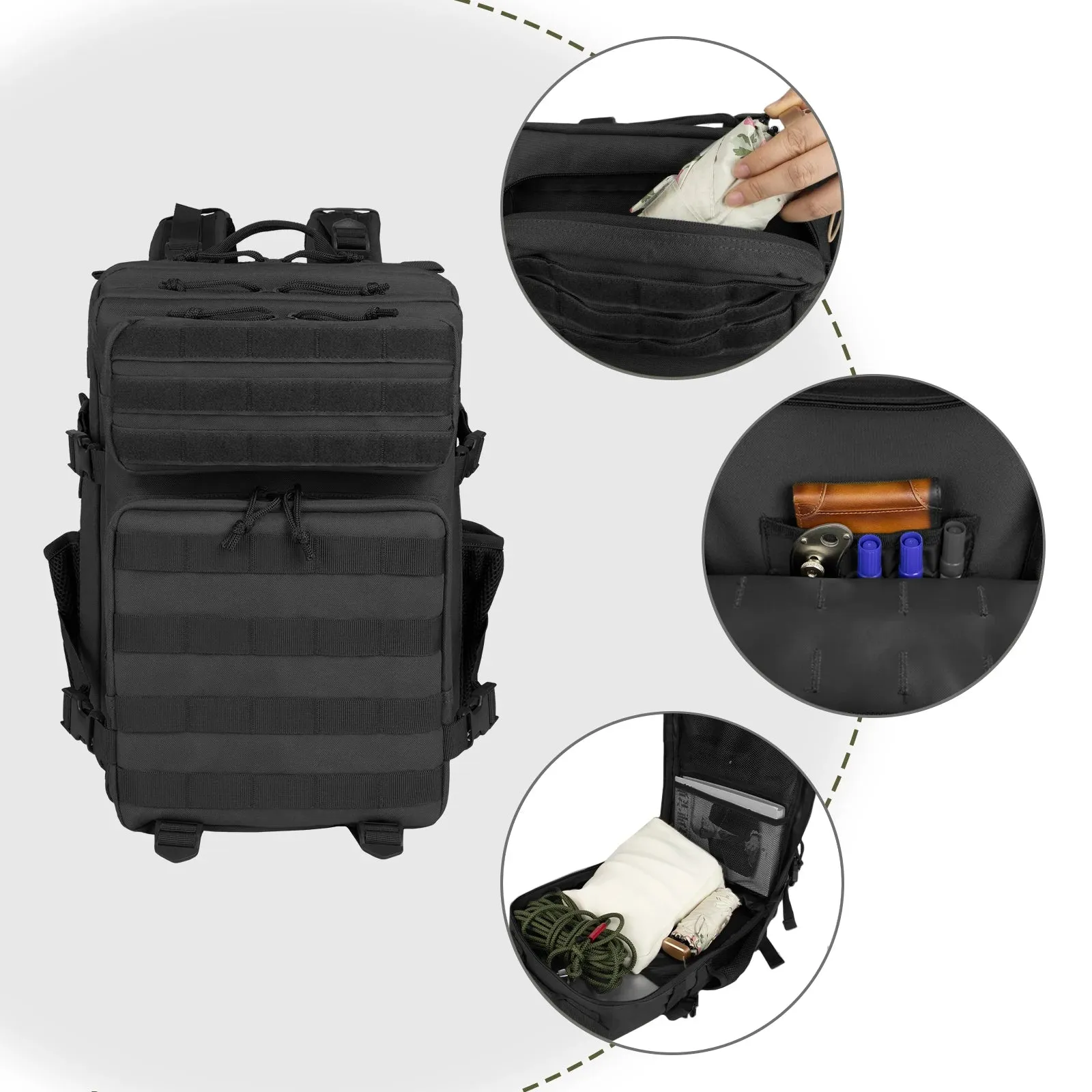 35l Tactical BackPack for Men Highland Assault Big Army Pack 3 Day molle bug out back with Water Cut back outdoor camping hiking