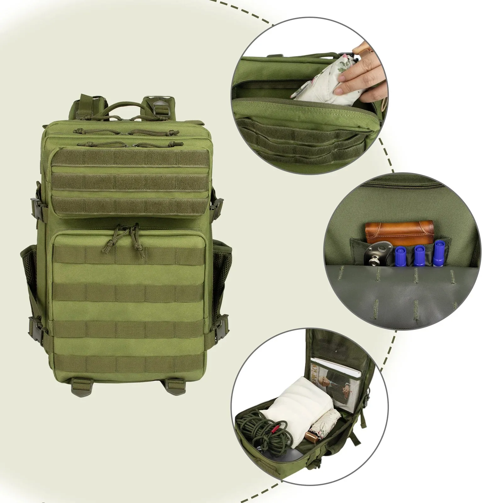 35l Tactical BackPack for Men Highland Assault Big Army Pack 3 Day molle bug out back with Water Cut back outdoor camping hiking
