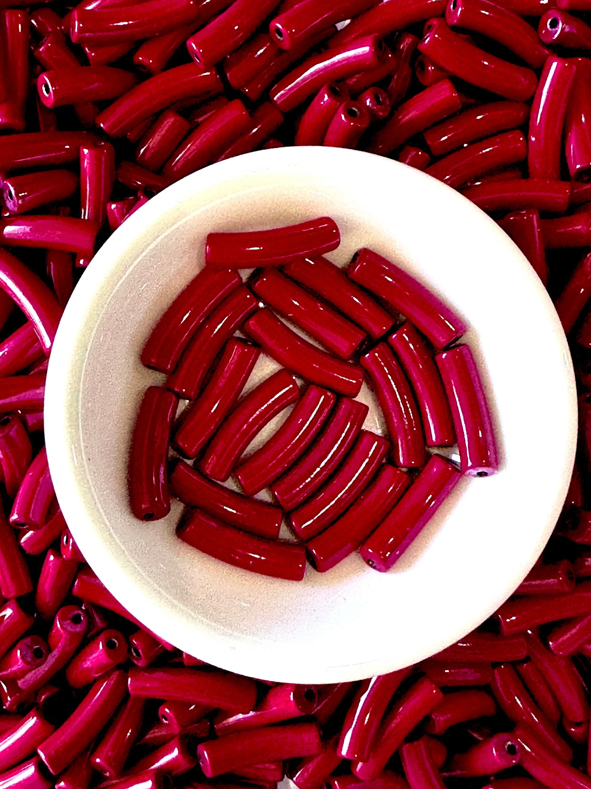 4mm Enamel Curved- Tube Bead Painted Beads, Curved Tube Beads , Bracelet Bangle Acrylic Tube Bead Waterproof