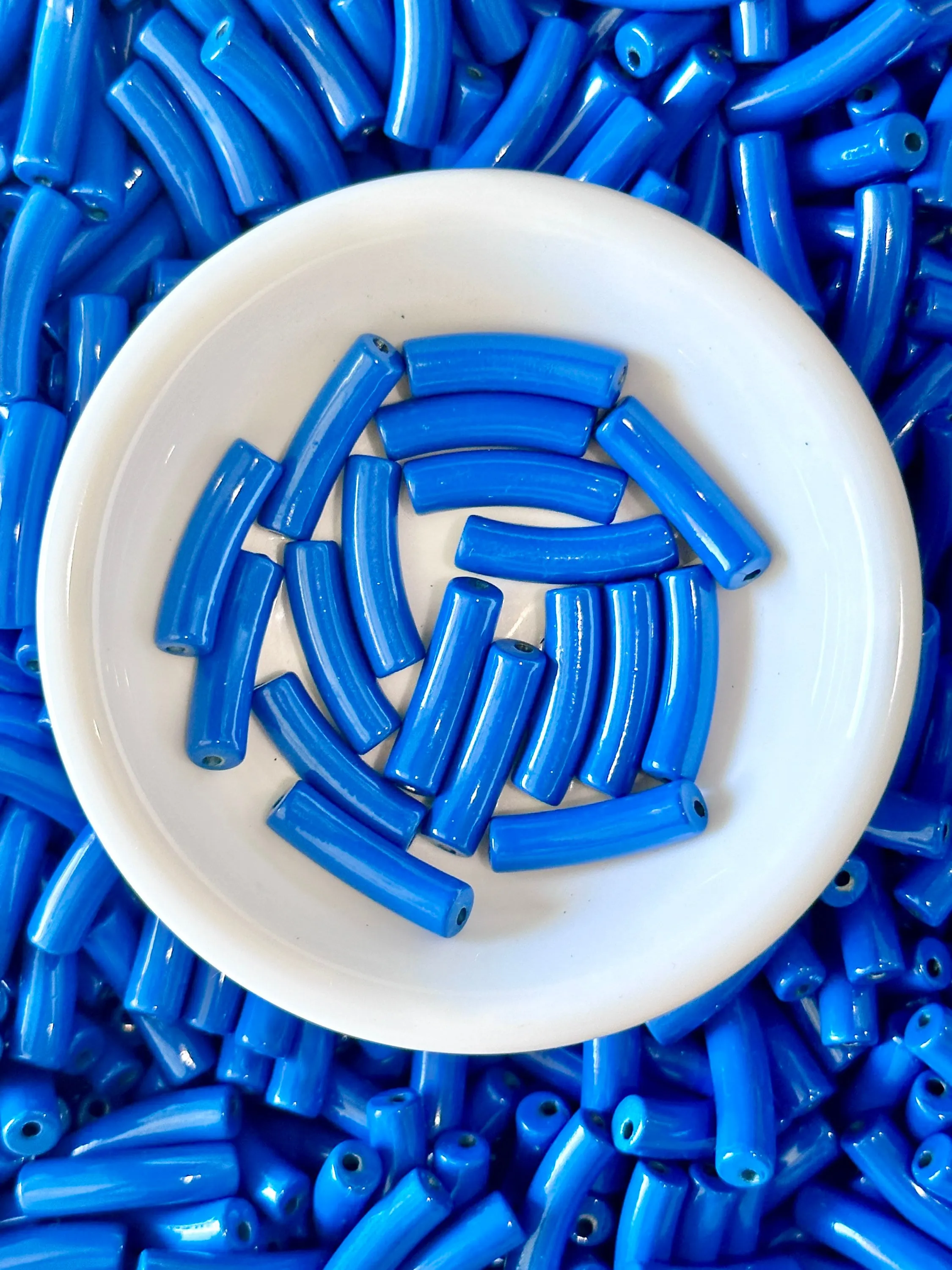 4mm Enamel Curved- Tube Bead Painted Beads, Curved Tube Beads , Bracelet Bangle Acrylic Tube Bead Waterproof