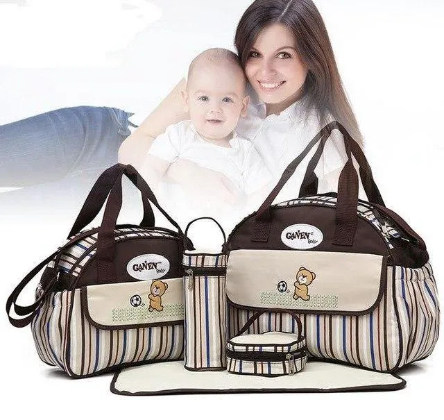 5 PCS/SET Waterproof Baby Diaper Shoulder & Stroller Bag