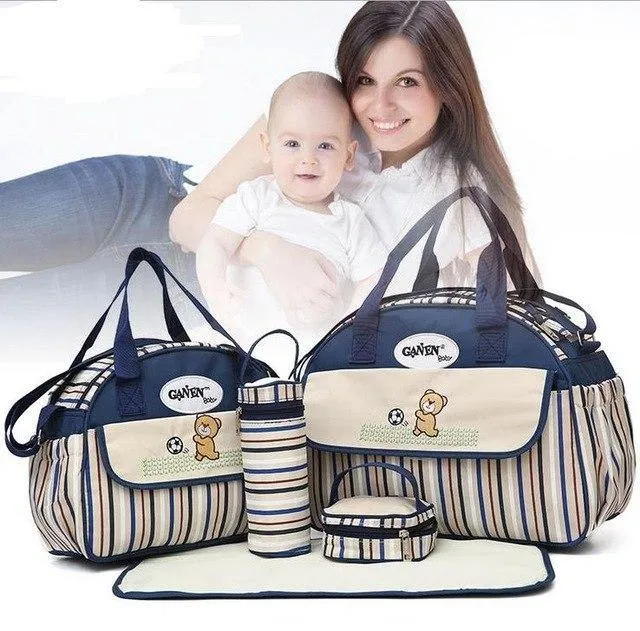 5 PCS/SET Waterproof Baby Diaper Shoulder & Stroller Bag