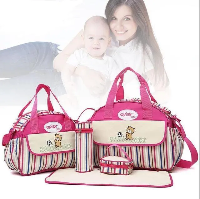 5 PCS/SET Waterproof Baby Diaper Shoulder & Stroller Bag