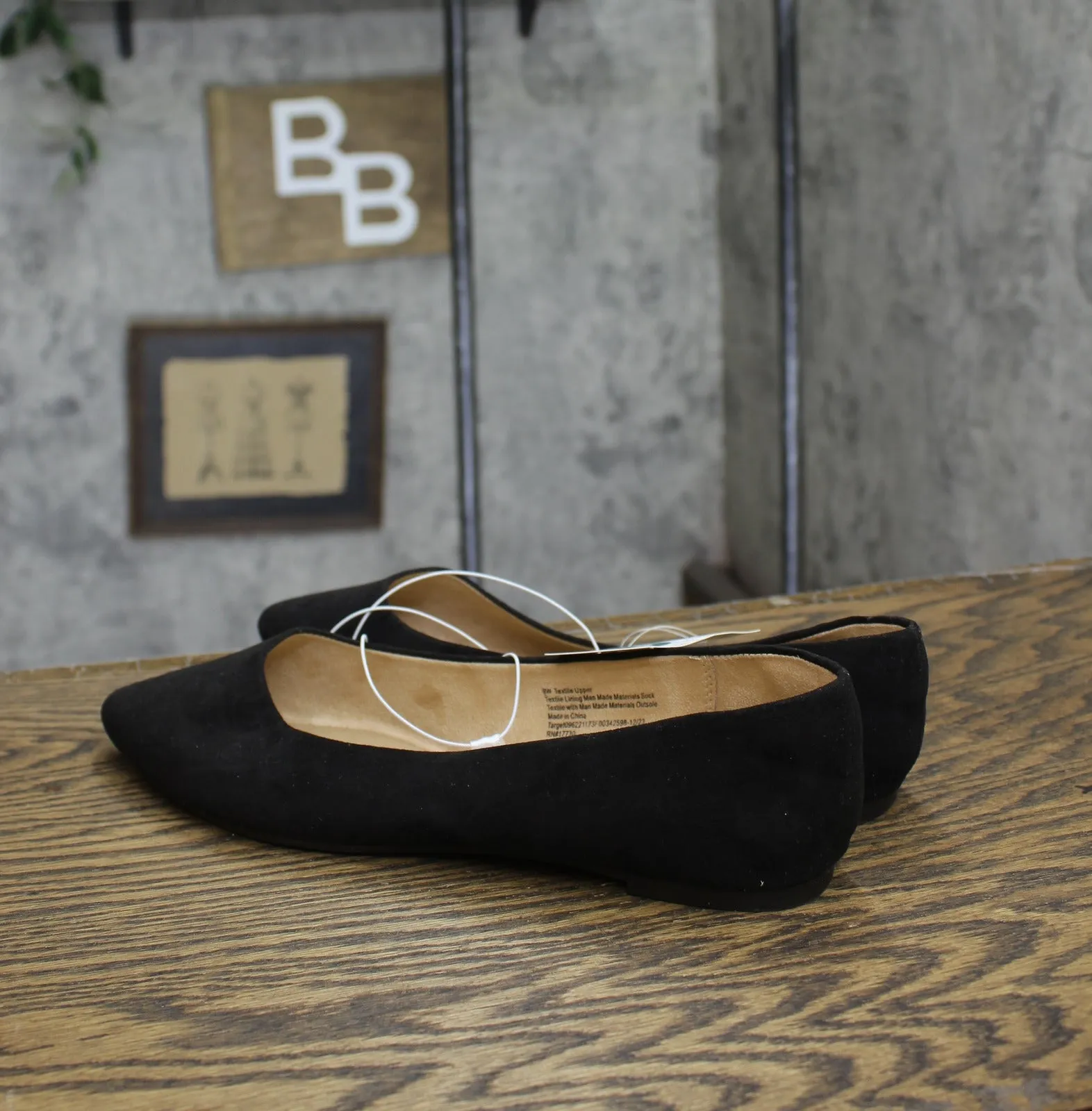 A New Day Corinna Wide Width Ballet Flats with Memory Foam Insole Black 9W
