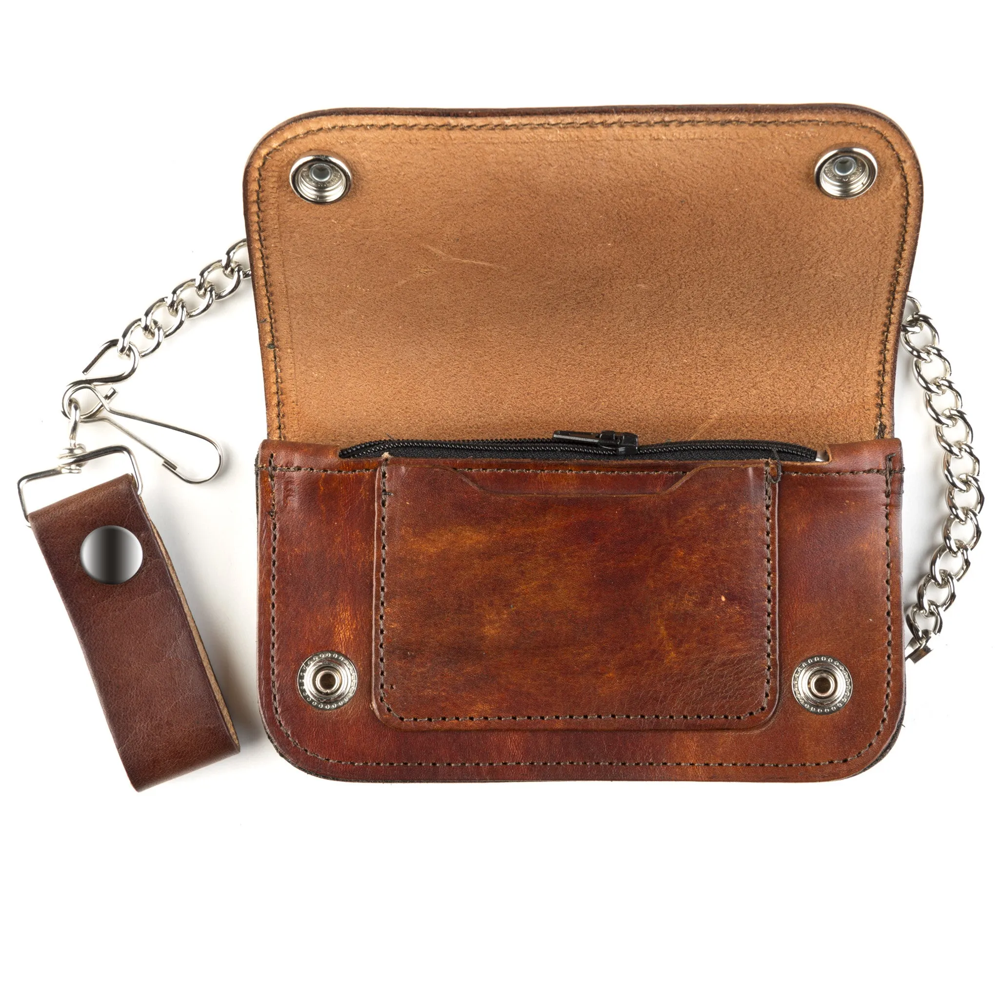 AB412-40  6" Antique Finish Biker Wallet- Large Eagle Head