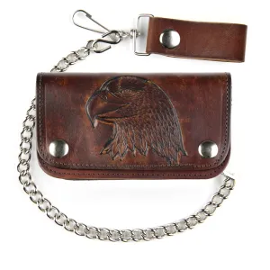 AB412-40  6" Antique Finish Biker Wallet- Large Eagle Head