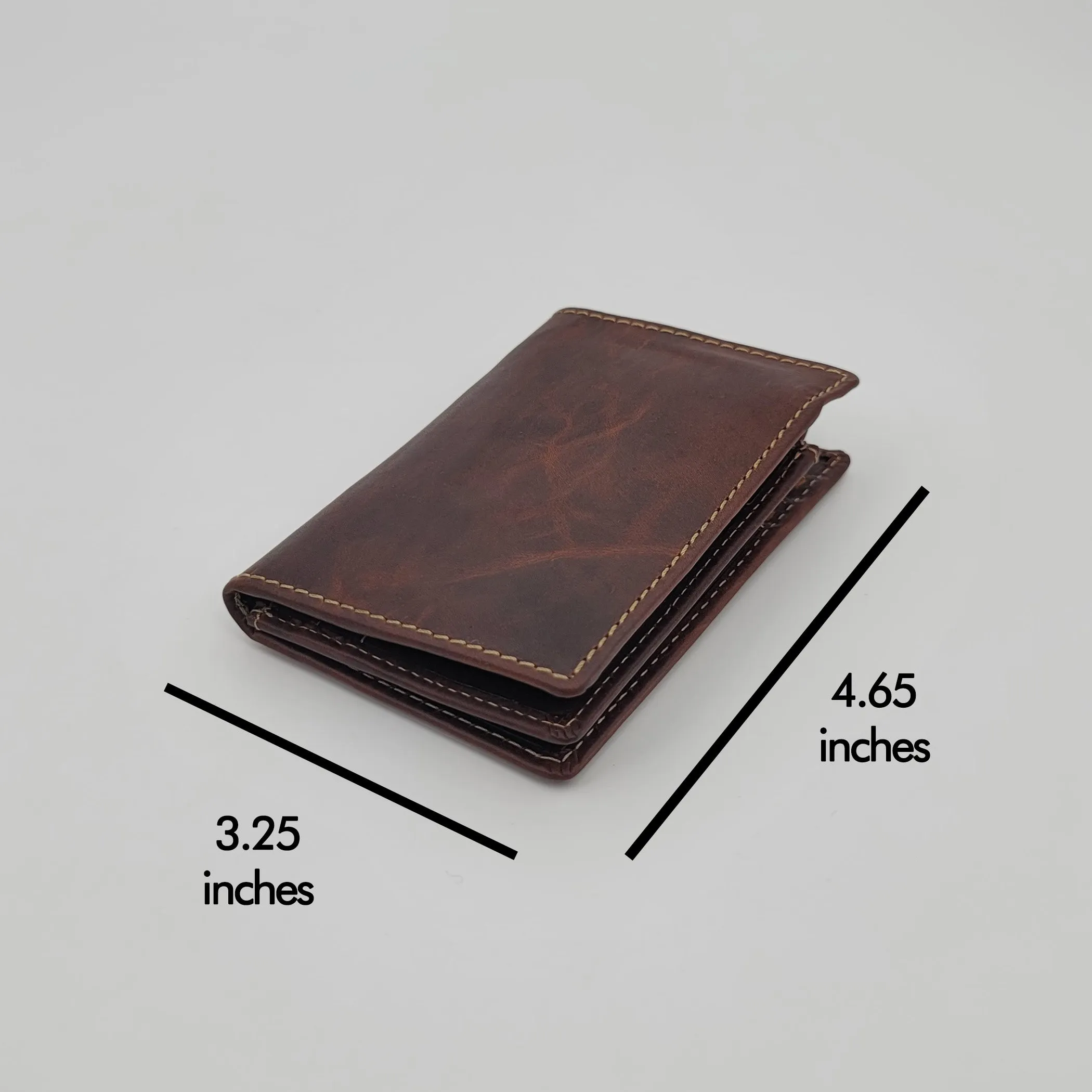 AG Wallets Mens L Shape Distressed Brown Leather Bifold Minimalist Wallet