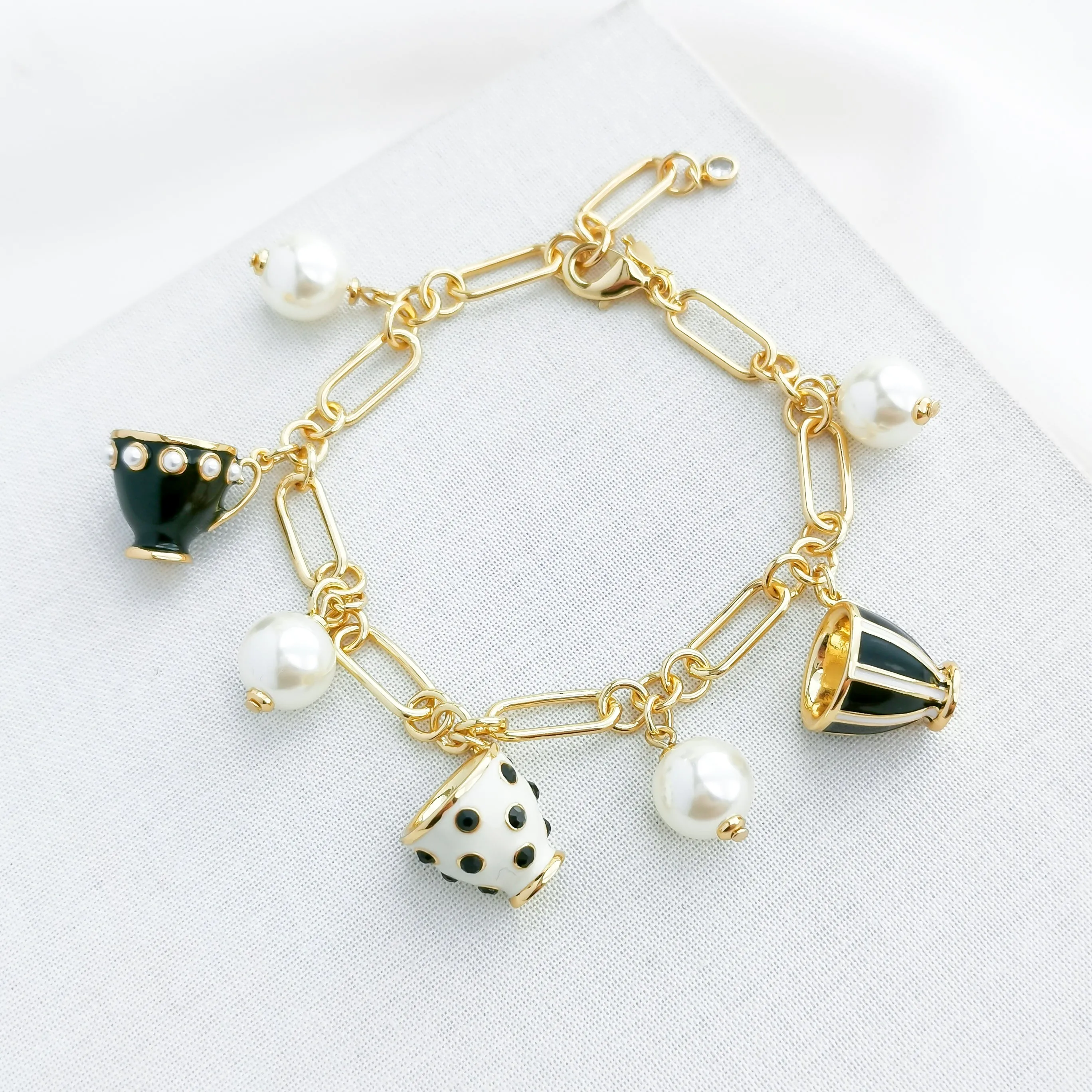 Alice In Wonderland Teacup Tea Time Charm Bracelet