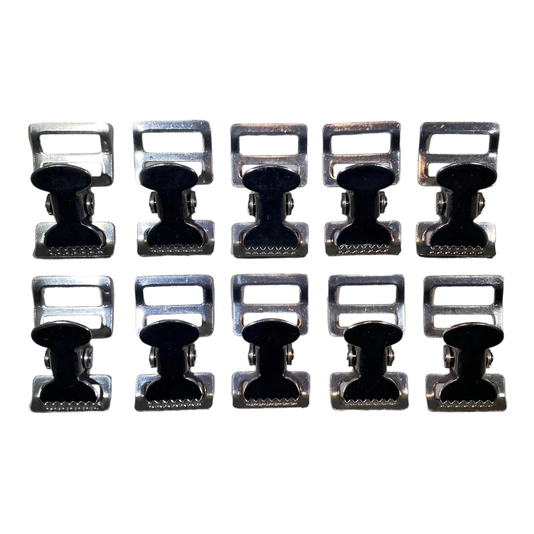 Alligator Buckle Tourniquet Buckle 1" Nickle Plated Clamp | 10 PACK