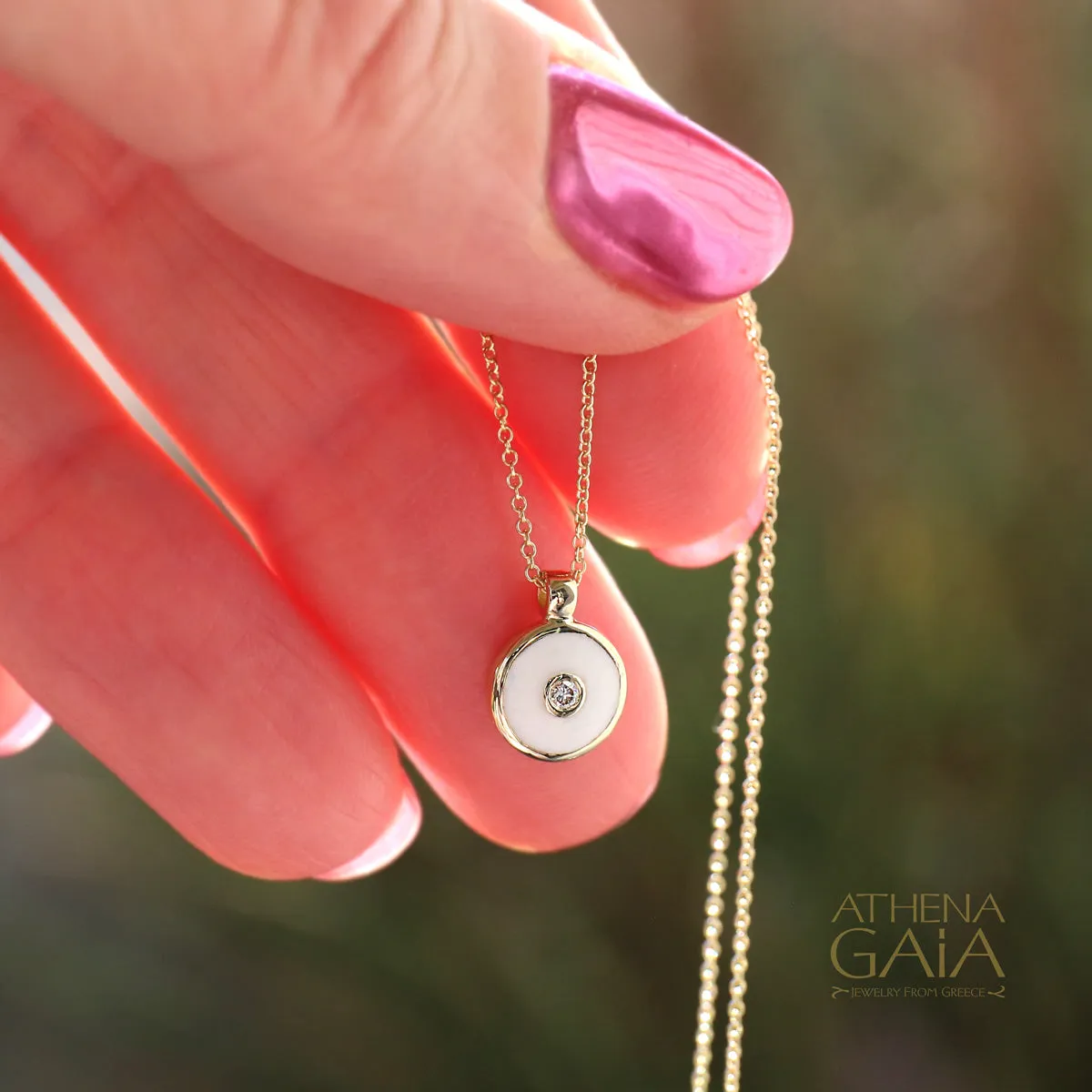 Al'Oro 18k Mati Evil Eye Pendant with Necklace