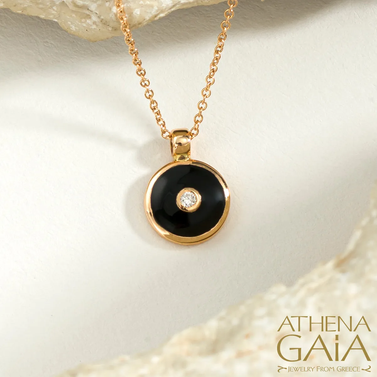 Al'Oro 18k Mati Evil Eye Pendant with Necklace