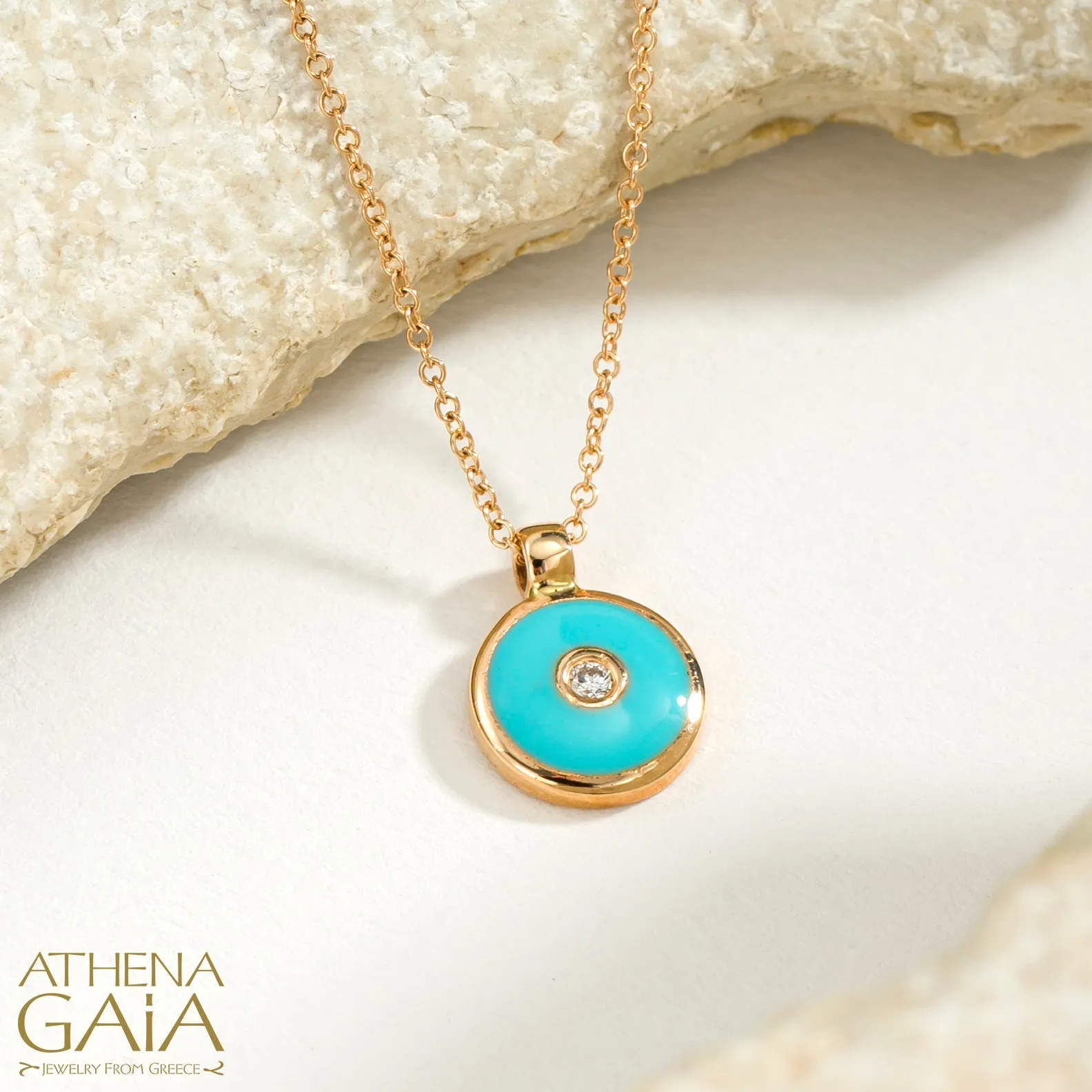 Al'Oro 18k Mati Evil Eye Pendant with Necklace