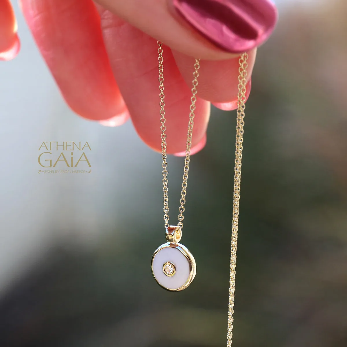 Al'Oro 18k Mati Evil Eye Pendant with Necklace