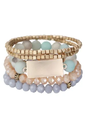 Amazonite Natural Stone Beads Bracelets Set