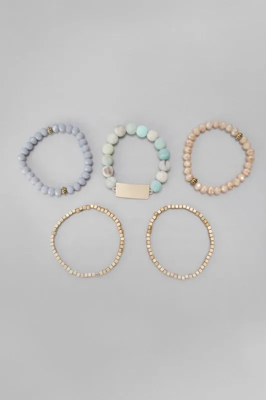 Amazonite Natural Stone Beads Bracelets Set
